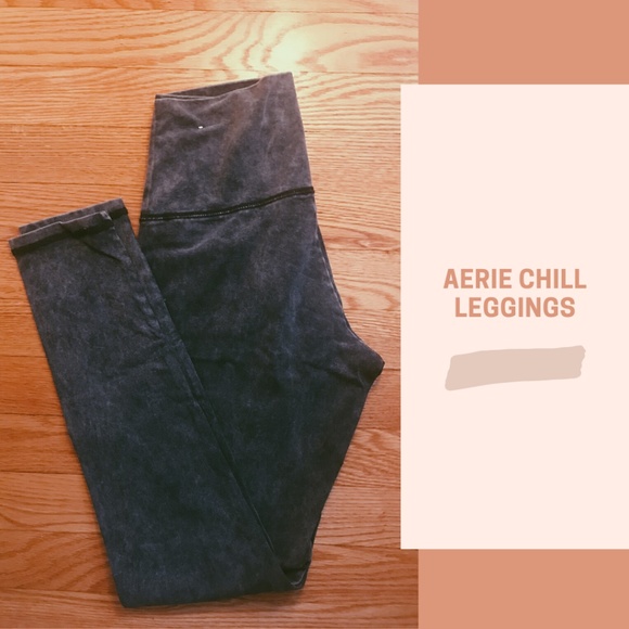 Aerie Chill Leggings - Charcoal Grey Acid Wash